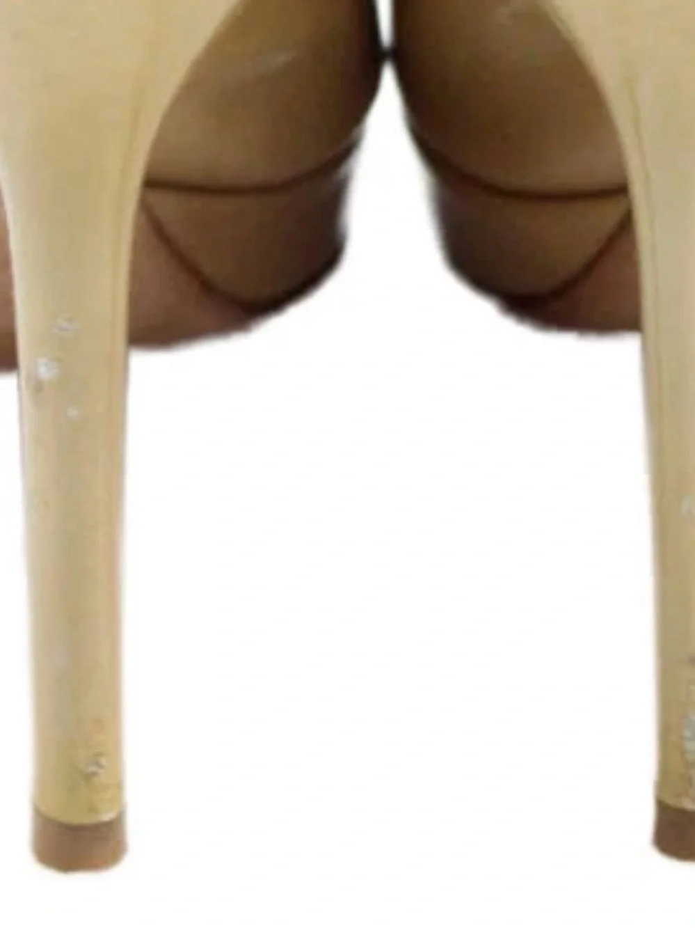 Jimmy Choo Beige Patent Leather Peep-Toe Slingback Heels 38.5